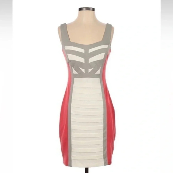JAX Sleeveless Color-Block Horizontal Pintucks Cocktail Sheath Dress Size 2 - Picture 1 of 2